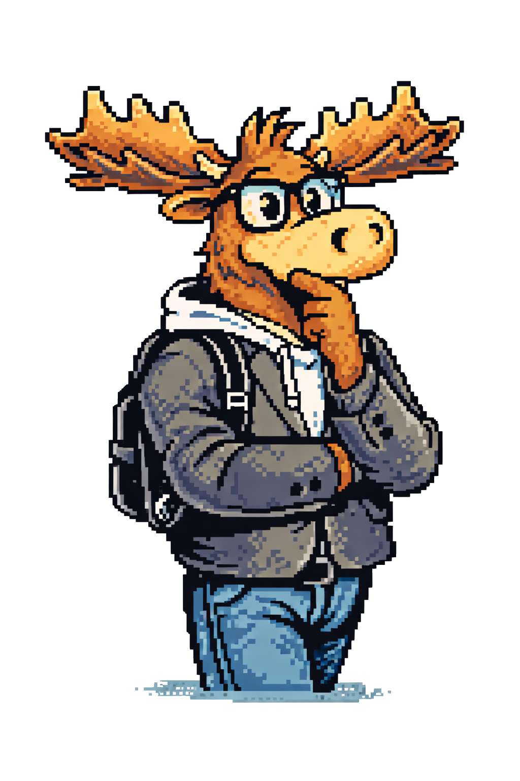 Moose mascot holding an agency sign